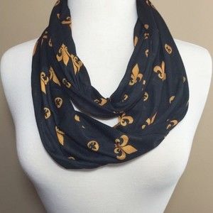 Black & Gold Fleur De Lis Infinity Scarf